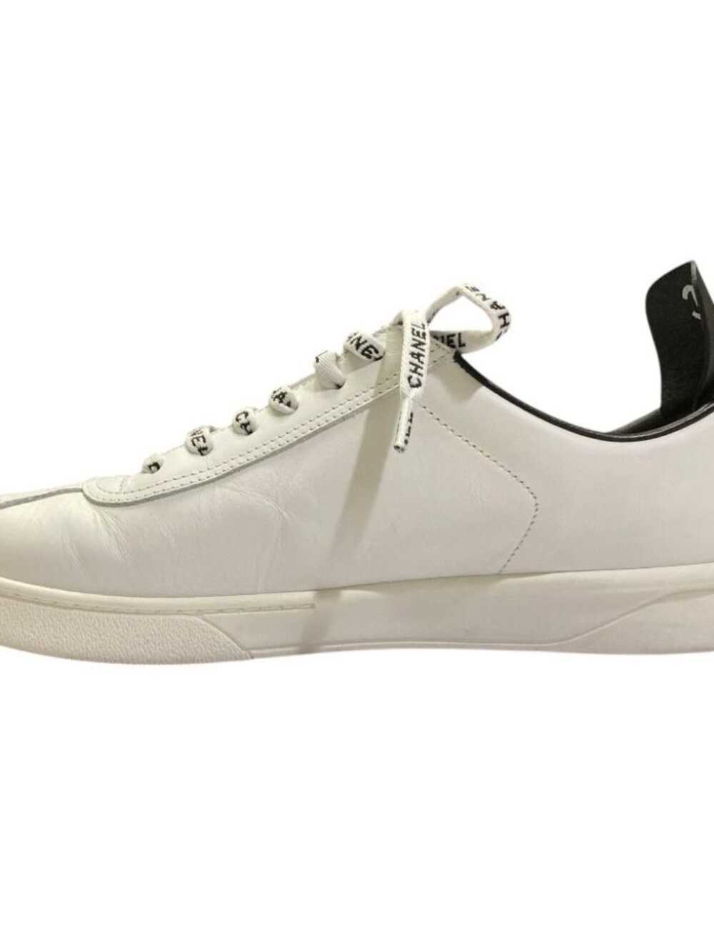 Chanel Logo Leather Sneakers White - Picture 6 of 15